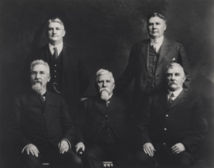 Five Reynolds brothers in a black and white portrait.